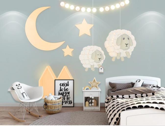 3D Cartoon Sheep Moon Wall Mural Wallpaper 103- Jess Art Decoration