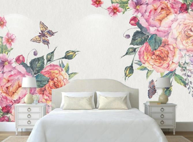 3D Hand Painted Pink Peony Wall Mural Wallpaper 106- Jess Art Decoration