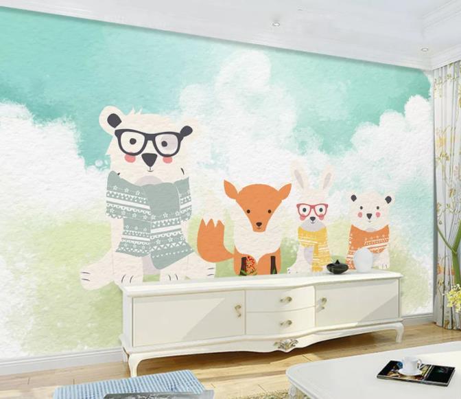 3D Cartoon Animals Wall Mural Wallpaper 134- Jess Art Decoration