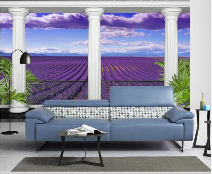 3D Roman Column Purple Lavender Wall Mural Wallpaper 173- Jess Art Decoration