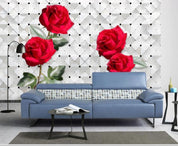 3D Red Rose Geometry Wall Mural Wallpaper 178- Jess Art Decoration