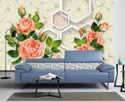 3D Rose White Geometry Wall Mural Wallpaper 180- Jess Art Decoration