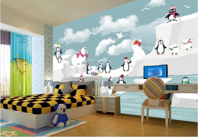3D Cartoon Sky Penguin Wall Mural Wallpaper 228- Jess Art Decoration