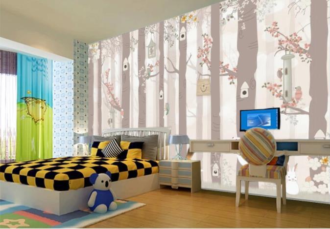 3D Cartoon Grey Forest Wall Mural Wallpaper 232- Jess Art Decoration