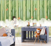 3D Cartoon Green Forest Girl Wall Mural Wallpaper 235- Jess Art Decoration