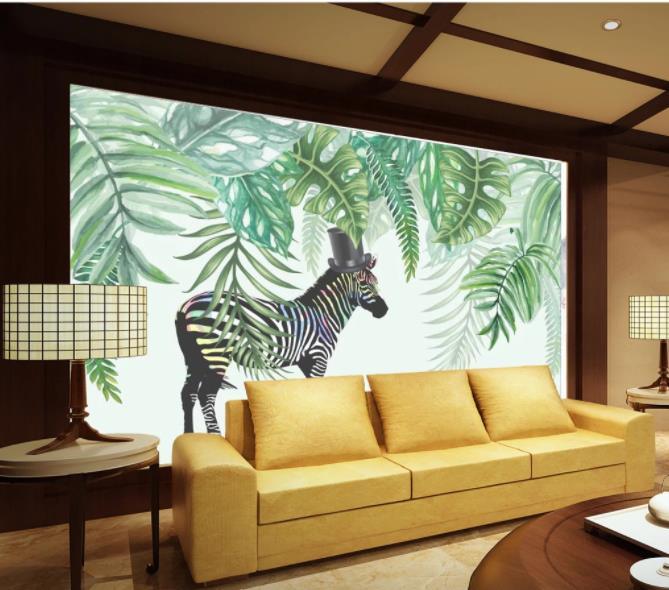 3D Tropical Rainforest Zebra Wall Mural Wallpaper 254- Jess Art Decoration
