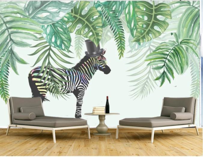 3D Tropical Rainforest Zebra Wall Mural Wallpaper 254- Jess Art Decoration
