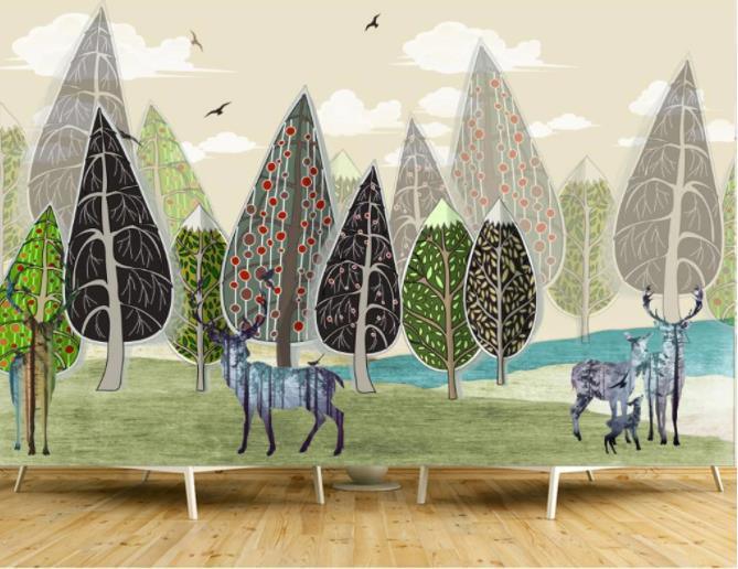 3D Hand Painted Forest Wall Mural Wallpaper 2- Jess Art Decoration