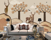 3D Brown Cartoon Tree Elk Wall Mural Wallpaper 3- Jess Art Decoration