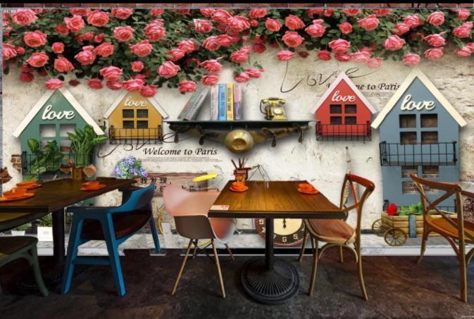 3D Pink Flower House Wall Mural Wallpaper 15- Jess Art Decoration