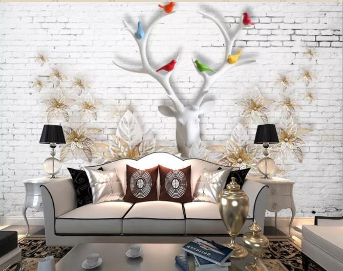 3D White Elk Floral Wall Mural Wallpaper 17- Jess Art Decoration