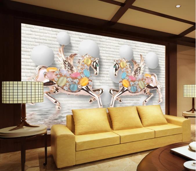 3D Relief Jewelry Horse Wall Mural Wallpaper 2- Jess Art Decoration