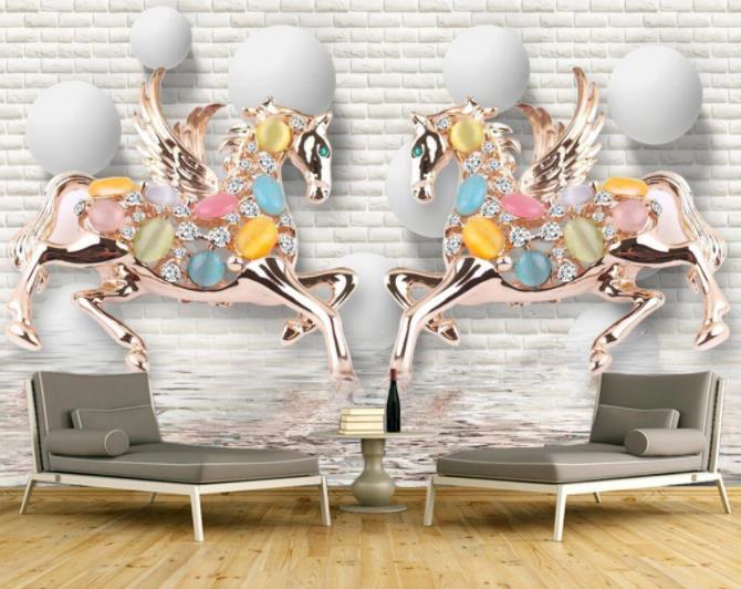 3D Relief Jewelry Horse Wall Mural Wallpaper 2- Jess Art Decoration
