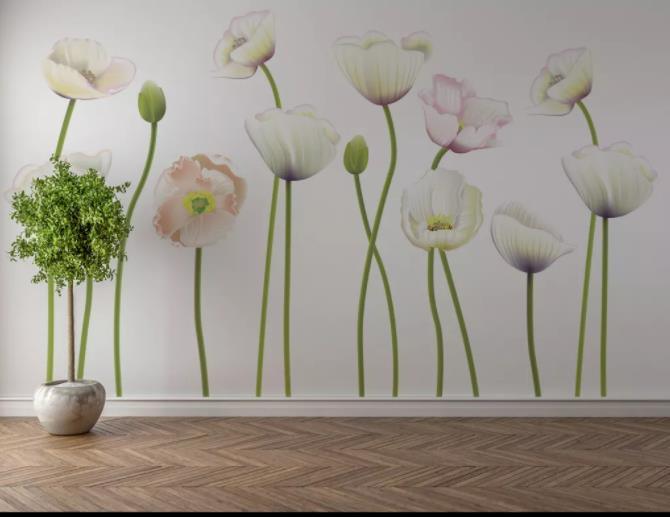 3D White Flowers Wall Mural Wallpaper 9- Jess Art Decoration