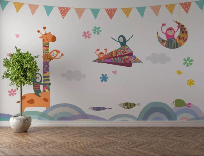 3D Cartoon Animals Wall Mural Wallpaper 13- Jess Art Decoration