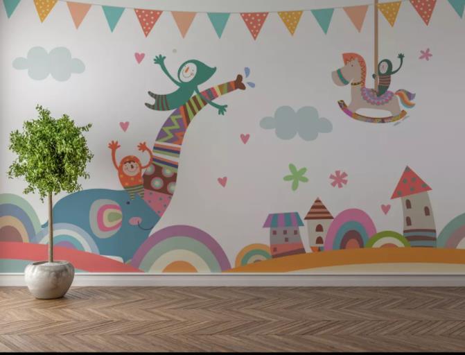 3D Cartoon Animal House Wall Mural Wallpaper 14- Jess Art Decoration