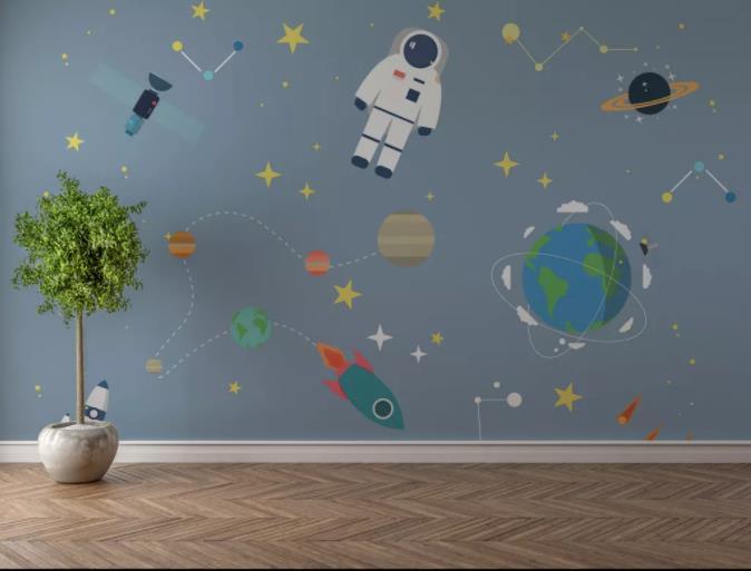 3D Cartoon Space Astronaut Wall Mural Wallpaper 16- Jess Art Decoration