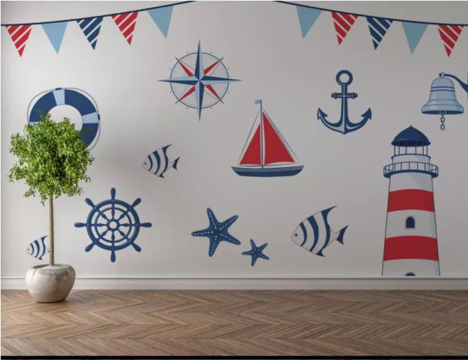 3D Sailboat Anchor Pattern Wall Mural Wallpaper 21- Jess Art Decoration