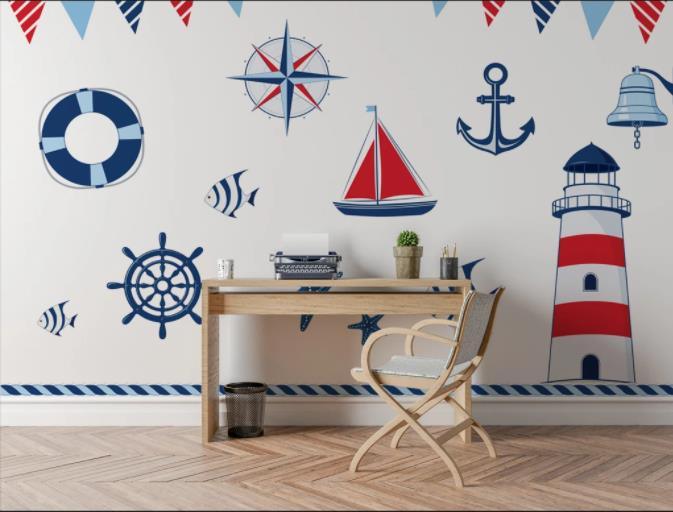3D Sailboat Anchor Pattern Wall Mural Wallpaper 21- Jess Art Decoration
