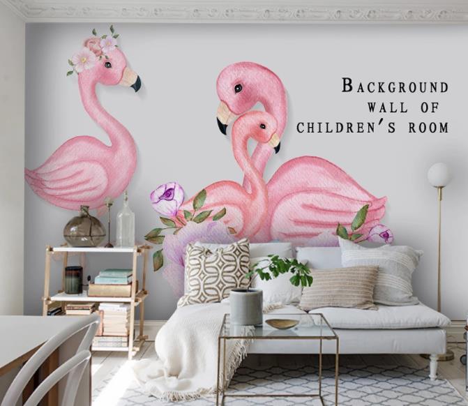 3D Pink Flamingo Wall Mural Wallpaper 41- Jess Art Decoration