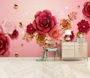 3D Pink Rose Wall Mural Wallpaper 67- Jess Art Decoration