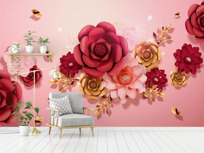 3D Pink Rose Wall Mural Wallpaper 67- Jess Art Decoration