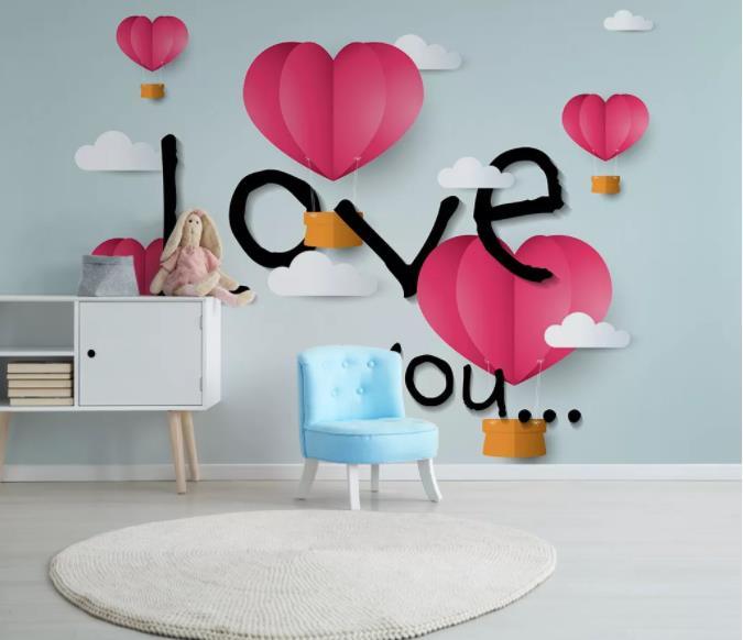 3D Pink Love Wall Mural Wallpaper 74- Jess Art Decoration