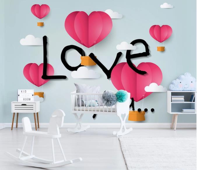 3D Pink Love Wall Mural Wallpaper 74- Jess Art Decoration