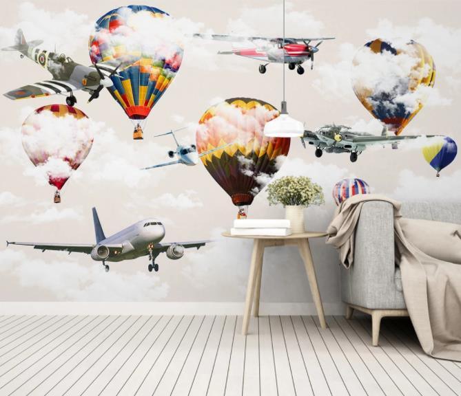 3D Hot Air Balloon Aircraft Wall Mural Wallpaper 100- Jess Art Decoration