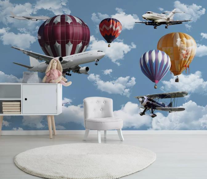 3D Hot Air Balloon Aircraft Wall Mural Wallpaper 101- Jess Art Decoration