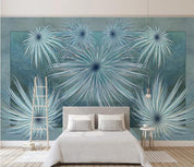 3D Hand Painted Leaf Blue Wall Mural Wallpaper 114- Jess Art Decoration