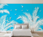 3D White Leaves Wall Mural Wallpaper 139- Jess Art Decoration