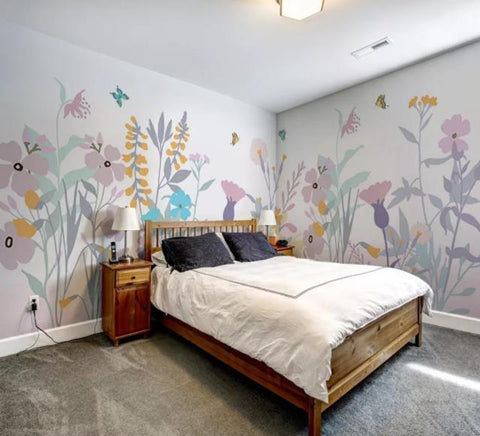 3D Hand Painted Flower Butterfly Wall Mural Wallpaper 154- Jess Art Decoration