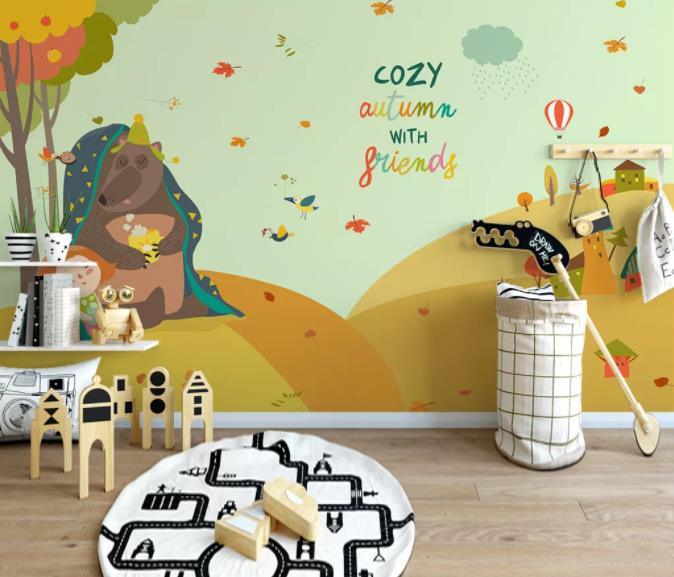 3D Cartoon Tree Animal Wall Mural Wallpaper 181- Jess Art Decoration