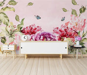 3D Hand Painted Pink Flowers Wall Mural Wallpaper 205- Jess Art Decoration