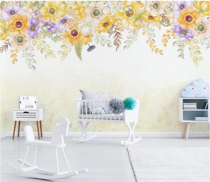 3D Hand Painted Yellow Flowers Wall Mural Wallpaper 206- Jess Art Decoration