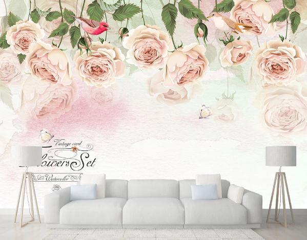 3D Hand Painted Pink Rose Wall Mural Wallpaper 49- Jess Art Decoration