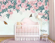 3D Hand Painted Pink Flowers Wall Mural Wallpaper 29- Jess Art Decoration