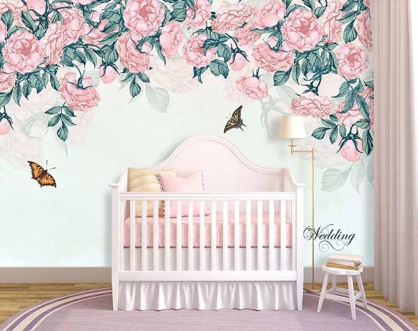 3D Hand Painted Pink Flowers Wall Mural Wallpaper 29- Jess Art Decoration