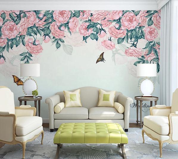 3D Hand Painted Pink Flowers Wall Mural Wallpaper 29- Jess Art Decoration