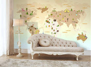 3D Brown World Map Wall Mural Wallpaper 16- Jess Art Decoration