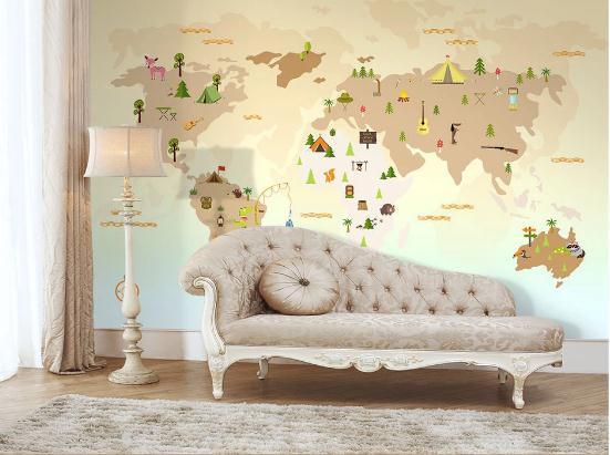 3D Brown World Map Wall Mural Wallpaper 16- Jess Art Decoration