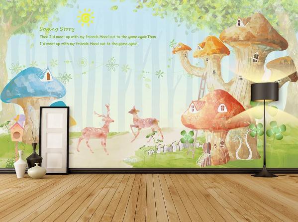 3D Cartoon Mushrooms Wall Mural Wallpaper 33- Jess Art Decoration