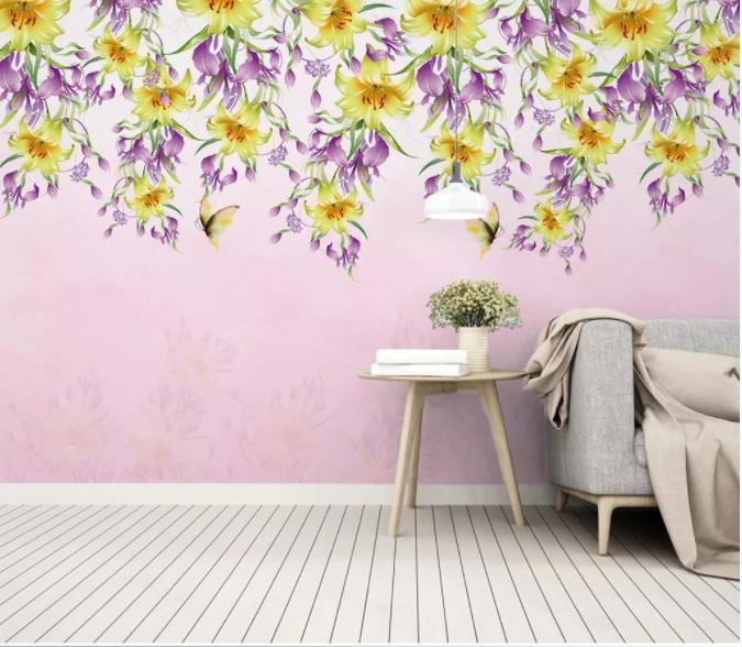 3D Hand Painted Yellow Flowers Wall Mural Wallpaper 240- Jess Art Decoration
