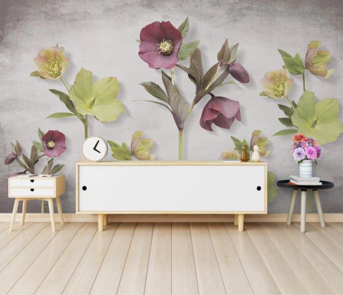3D Hand Painted Flowers Wall Mural Wallpaper 252- Jess Art Decoration
