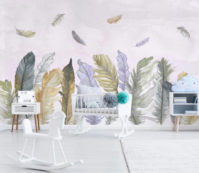 3D Hand Painted Feather Wall Mural Wallpaper 259- Jess Art Decoration