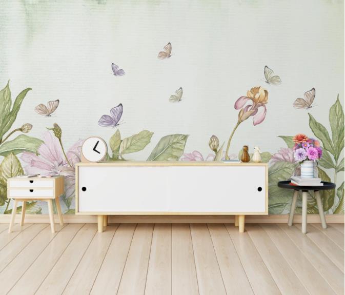 3D Hand Painted Flower Butterfly Wall Mural Wallpaper 261- Jess Art Decoration