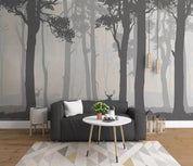 3D Hand Painted Grey Forest Wall Mural Wallpaper 279- Jess Art Decoration