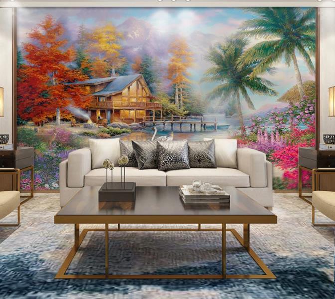 3D Hand Painted Coconut Tree Landscape Wall Mural Wallpaper 282- Jess Art Decoration