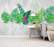 3D Hand Painted Green Leaves Wall Mural Wallpaper 9- Jess Art Decoration